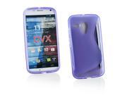 Kit Me Out USA TPU Gel Case Screen Protector with MicroFibre Cleaning Cloth for Motorola Moto G Purple S Line Wave Pattern