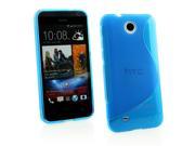 Kit Me Out USA TPU Gel Case for HTC Desire 300 Blue S Line Wave Pattern