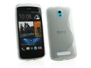 Kit Me Out USA TPU Gel Case for HTC Desire 500 Smoke Black S Line Wave Pattern