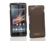 Kit Me Out USA TPU Gel Case Screen Protector with MicroFibre Cleaning Cloth for Sony Xperia M Smoke Black Frosted Pattern