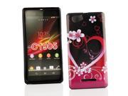 Kit Me Out USA IMD TPU Gel Case for Sony Xperia M Black Pink Love Heart