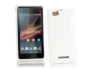 Kit Me Out USA TPU Gel Case for Sony Xperia M White S Line Wave Pattern
