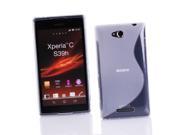 Kit Me Out USA TPU Gel Case Screen Protector with MicroFibre Cleaning Cloth for Sony Xperia C Clear S Line Wave Pattern