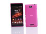 Kit Me Out USA TPU Gel Case for Sony Xperia C Pink Frosted Pattern