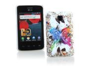 Kit Me Out USA Hard Clip on Case for LG Optimus L3 2 E430 White Coloured Butterfly