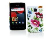 Kit Me Out USA Hard Clip on Case Screen Protector with MicroFibre Cleaning Cloth for LG Optimus L3 2 E430 Multicoloured White Vintage Flowers