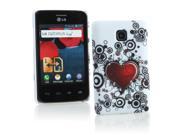 Kit Me Out USA Hard Clip on Case for LG Optimus L3 2 E430 White Red Black Tattoo Heart