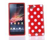 Kit Me Out USA IMD TPU Gel Case for Sony Xperia M Red White Polka Dots