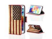 Kit Me Out USA PU Leather Printed Side Flip Screen Protector with MicroFibre Cleaning Cloth for Samsung Galaxy S5 Red White Blue Stars And Stripes USA F