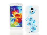 Kit Me Out US IMD TPU Gel Case for Samsung Galaxy S5 White Blue Floral