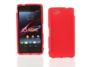 Kit Me Out USA TPU Gel Case Screen Protector with MicroFibre Cleaning Cloth for Sony Xperia Z1 Compact Red Frosted Pattern