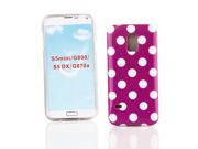 Kit Me Out US IMD TPU Gel Case for Samsung Galaxy S5 MINI Purple White Polka Dots