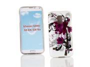 Kit Me Out US IMD TPU Gel Case for Samsung Galaxy S5 MINI Black White Purple Bloom
