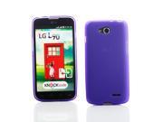 Kit Me Out USA TPU Gel Case Screen Protector with MicroFibre Cleaning Cloth for LG L90 Purple Frosted Pattern