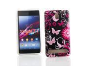 Kit Me Out USA IMD TPU Gel Case for Sony Xperia E1 Black Pink Garden