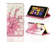 Kit Me Out USA PU Leather Printed Side Flip for Nokia Lumia 630 White Pink Blossom