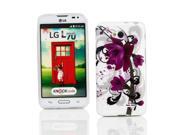 Kit Me Out USA IMD TPU Gel Case Screen Protector with Microfiber Cleaning Cloth for LG L70 Black White Purple Bloom