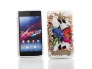 Kit Me Out USA IMD TPU Gel Case for Sony Xperia E1 White Coloured Butterfly