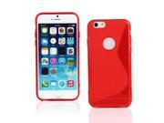 Kit Me Out USA TPU Gel Case for Apple iPhone 6 4.7 Inch Red S Line Wave