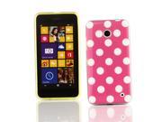 Kit Me Out USA IMD TPU Gel Case for Nokia Lumia 630 Pink White Polka Dots