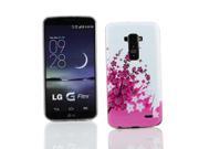Kit Me Out USA IMD TPU Gel Case Screen Protector with MicroFibre Cleaning Cloth for LG G Flex White Pink Blossom