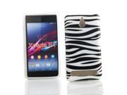 Kit Me Out USA IMD TPU Gel Case for Sony Xperia E1 Black White Zebra
