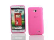 Kit Me Out USA TPU Gel Case Screen Protector with MicroFibre Cleaning Cloth for LG L70 Pink Frosted Pattern