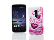 Kit Me Out USA IMD TPU Gel Case Screen Protector with MicroFibre Cleaning Cloth for LG G Flex Purple Hearts