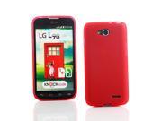 Kit Me Out USA TPU Gel Case Screen Protector with MicroFibre Cleaning Cloth for LG L90 Red Frosted Pattern