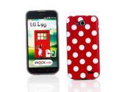 Kit Me Out USA IMD TPU Gel Case Screen Protector with Microfiber Cleaning Cloth for LG L90 Red White Polka Dots