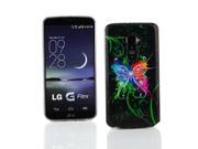 Kit Me Out USA IMD TPU Gel Case Screen Protector with MicroFibre Cleaning Cloth for LG G Flex Black Graffiti Butterfly