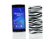 Kit Me Out USA IMD TPU Gel Case Screen Protector with MicroFibre Cleaning Cloth for Sony Xperia Z2 Black White Zebra