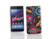 Kit Me Out USA IMD TPU Gel Case Screen Protector with MicroFibre Cleaning Cloth for Sony Xperia E1 Multicoloured Black Retro Mayhem