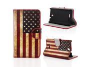 Kit Me Out USA PU Leather Printed Side Flip for Sony Xperia E Red White Blue Stars And Stripes USA Flag
