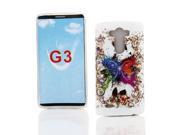 Kit Me Out USA IMD TPU Gel Case for LG G3 White Colored Butterfly