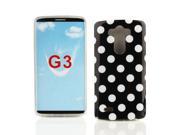 Kit Me Out USA IMD TPU Gel Case Screen Protector with Microfiber Cleaning Cloth for LG G3 Black White Polka Dots