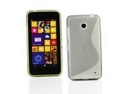Kit Me Out USA TPU Gel Case Screen Protector with Microfiber Cleaning Cloth for Nokia Lumia 630 Smoke Black S Line Wave