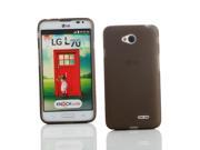 Kit Me Out USA TPU Gel Case for LG L70 Smoke Black Frosted Pattern