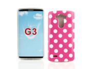 Kit Me Out USA IMD TPU Gel Case for LG G3 Pink White Polka Dots