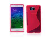 Kit Me Out USA TPU Gel Case Screen Protector with MicroFibre Cleaning Cloth for Samsung Galaxy Alpha G850F Pink S Line Wave