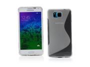 Kit Me Out USA TPU Gel Case Screen Protector with MicroFibre Cleaning Cloth for Samsung Galaxy Alpha G850F Clear S Line Wave