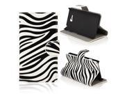 Kit Me Out USA PU Leather Printed Side Flip Screen Protector with MicroFibre Cleaning Cloth for LG Optimus L9 II 2 Black White Zebra