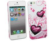 Kit Me Out USA Plastic Clip on Case Screen Protector with MicroFibre Cleaning Cloth for Apple iPhone 5 5G 5S Purple Hearts