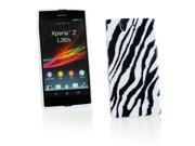 Kit Me Out USA IMD TPU Gel Case for Sony Xperia Z Black White Vertical Zebra