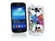 Kit Me Out USA Hard Clip on Case Screen Protector with MicroFibre Cleaning Cloth for Samsung Galaxy Ace 3 S7272 White Coloured Butterfly