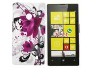 Kit Me Out USA Hard Clip on Case Screen Protector with MicroFibre Cleaning Cloth for Nokia Lumia 520 Purple Bloom