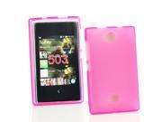Kit Me Out USA TPU Gel Case Screen Protector with MicroFibre Cleaning Cloth for Nokia Asha 503 Pink Frosted Pattern