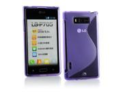 Kit Me Out USA TPU Gel Case for LG Optimus L7 P700 Purple S Line Wave Pattern