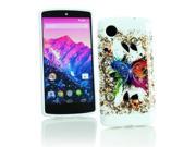 Kit Me Out USA IMD TPU Gel Case for LG Google Nexus 5 E980 Multicoloured White Coloured Butterfly