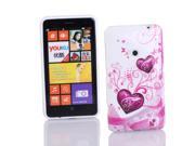 Kit Me Out USA IMD TPU Gel Case Screen Protector with MicroFibre Cleaning Cloth for Nokia Lumia 625 Purple Hearts